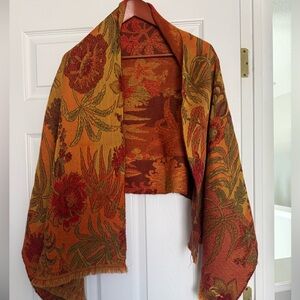 Kenzo Vintage 90s Floral Wool Scarf